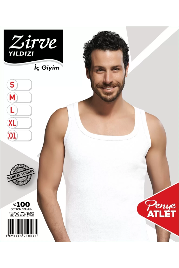 Toptan Zirve Erkek Penye Atlet Beyaz