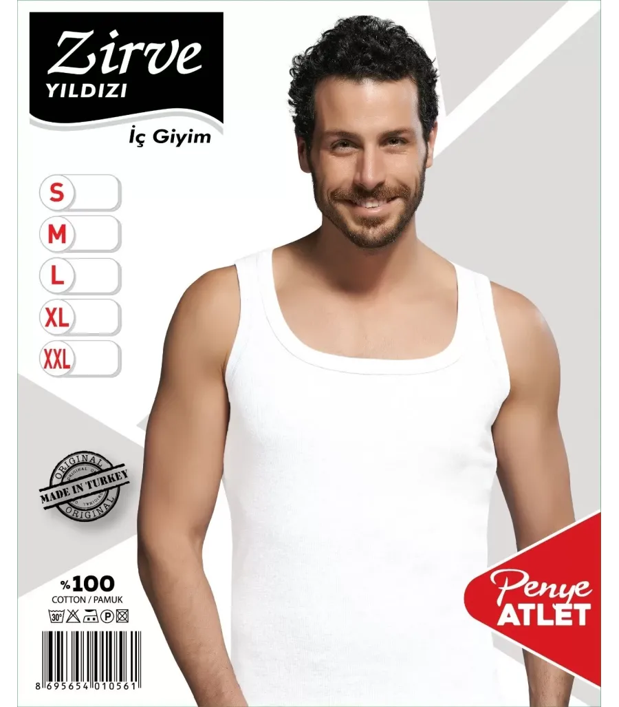 Toptan Zirve Erkek Penye Atlet Beyaz