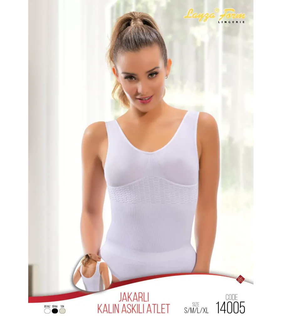 Toptan Form Kalın Askılı Jakarlı Atlet