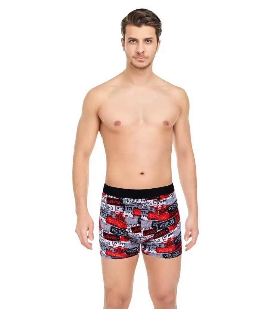 Toptan Harry Jons Plaka Desenli Tüp Bel Erkek Boxer Kutulu