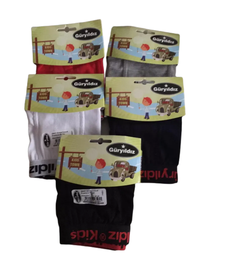 Toptan Güryıldız Erkek Çocuk Penye Likralı Boxer