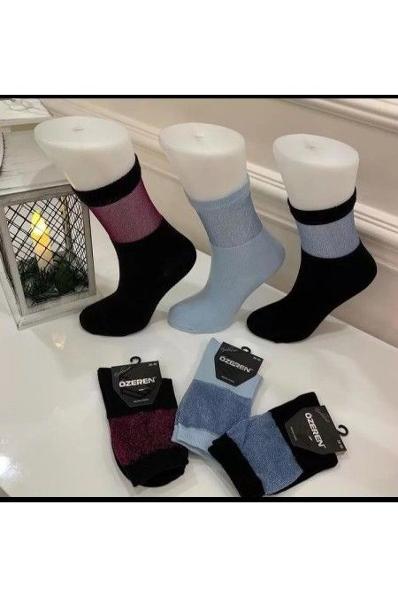 Toptan Özeren Koncu Simli Bayan Soket Çorap