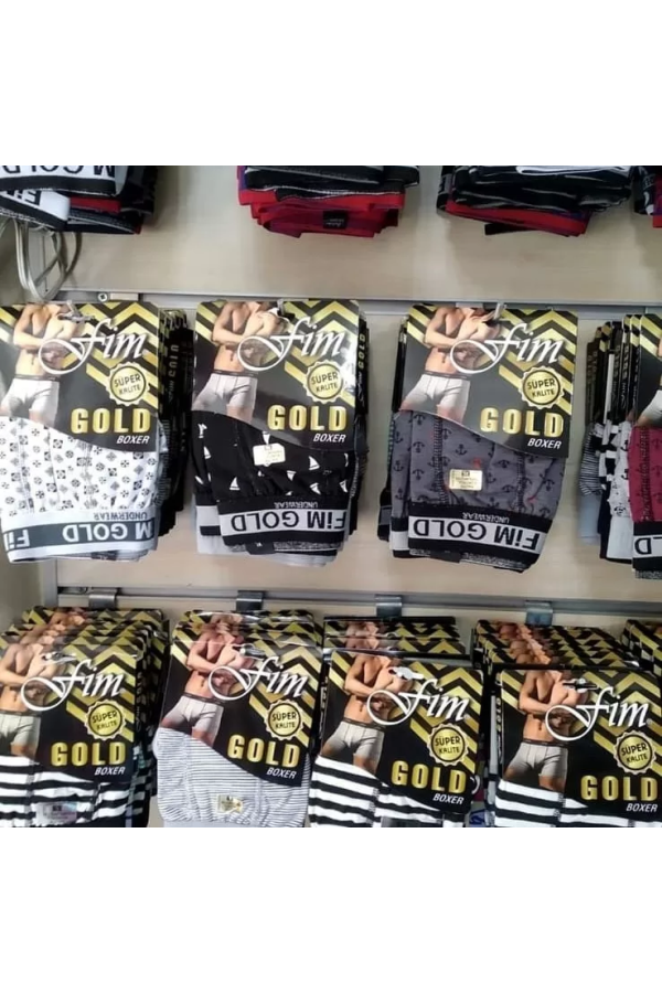 Toptan Fim Gold Desenli Likralı Boxer