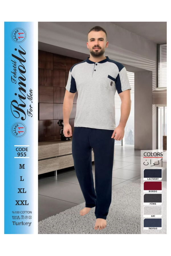 Toptan Yarım Kol Erkek Pijama Takımı SD26