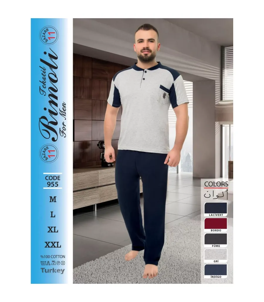 Toptan Yarım Kol Erkek Pijama Takımı SD26