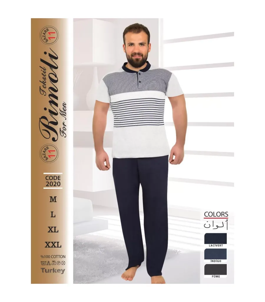 Toptan Yarım Kol Erkek Pijama Takımı SD29
