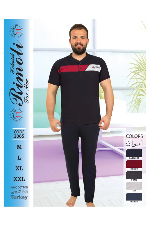 Toptan Yarım Kol Erkek Pijama Takımı SD211