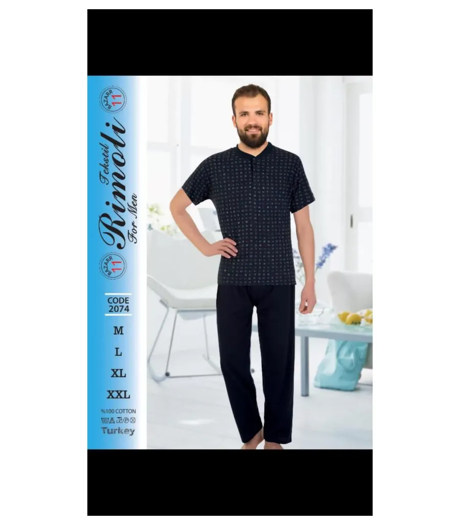 Toptan Yarım Kol Erkek Pijama Takımı SD212