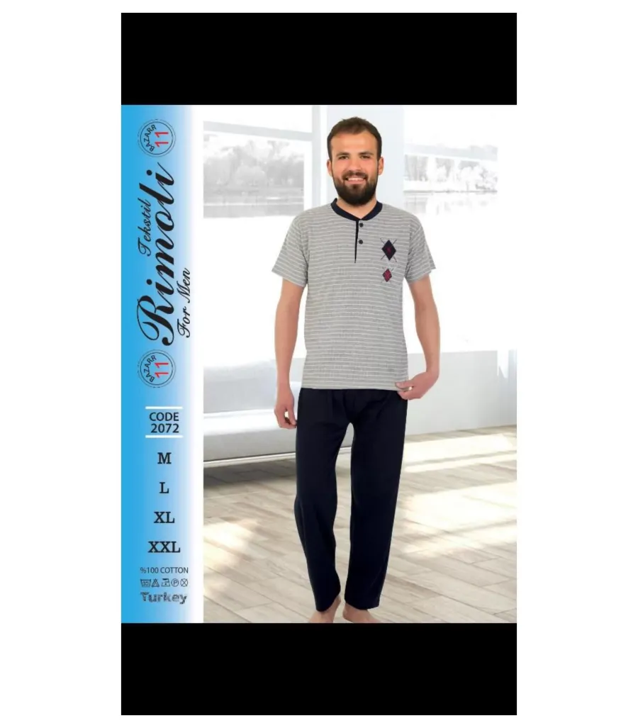 Toptan Yarım Kol Erkek Pijama Takımı SD213