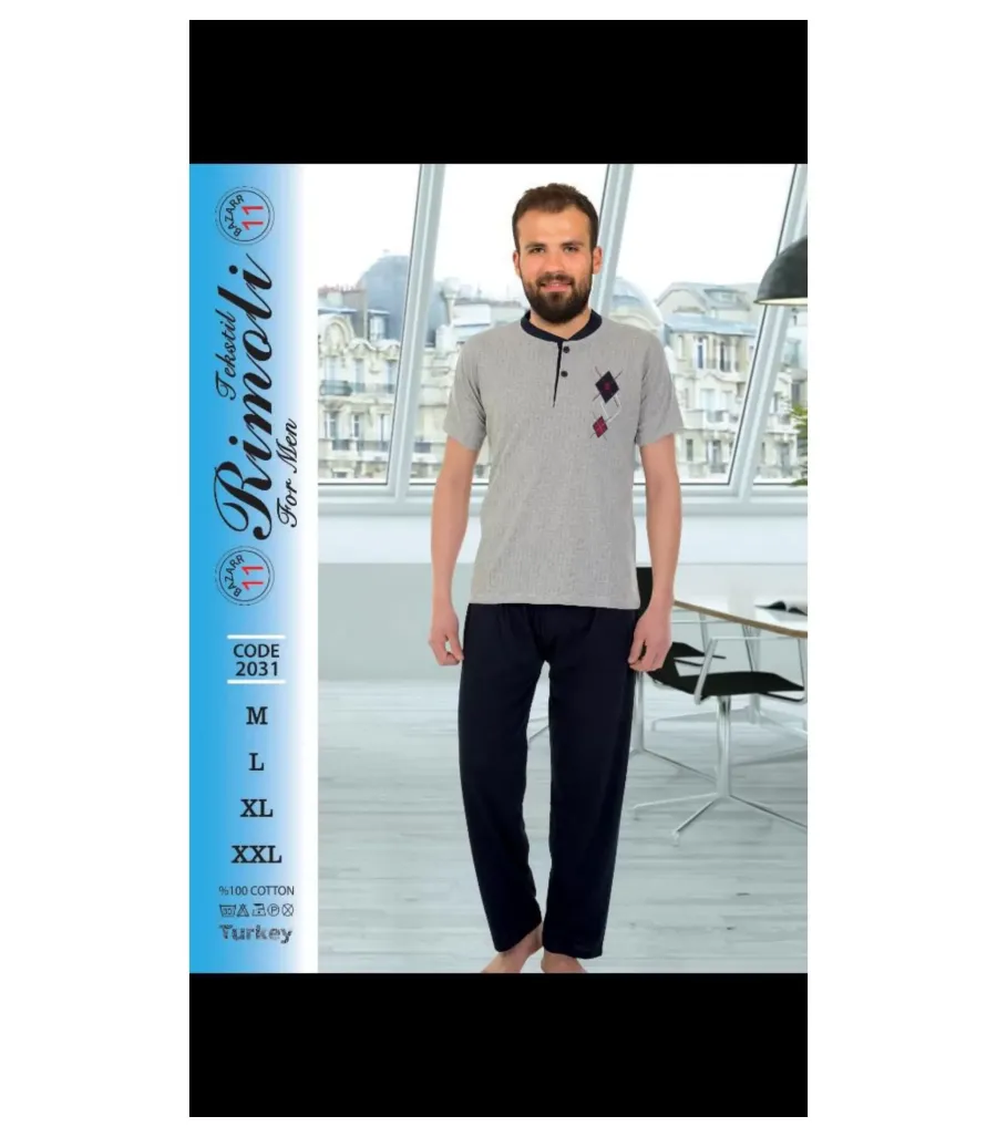 Toptan Yarım Kol Erkek Pijama Takımı SD216