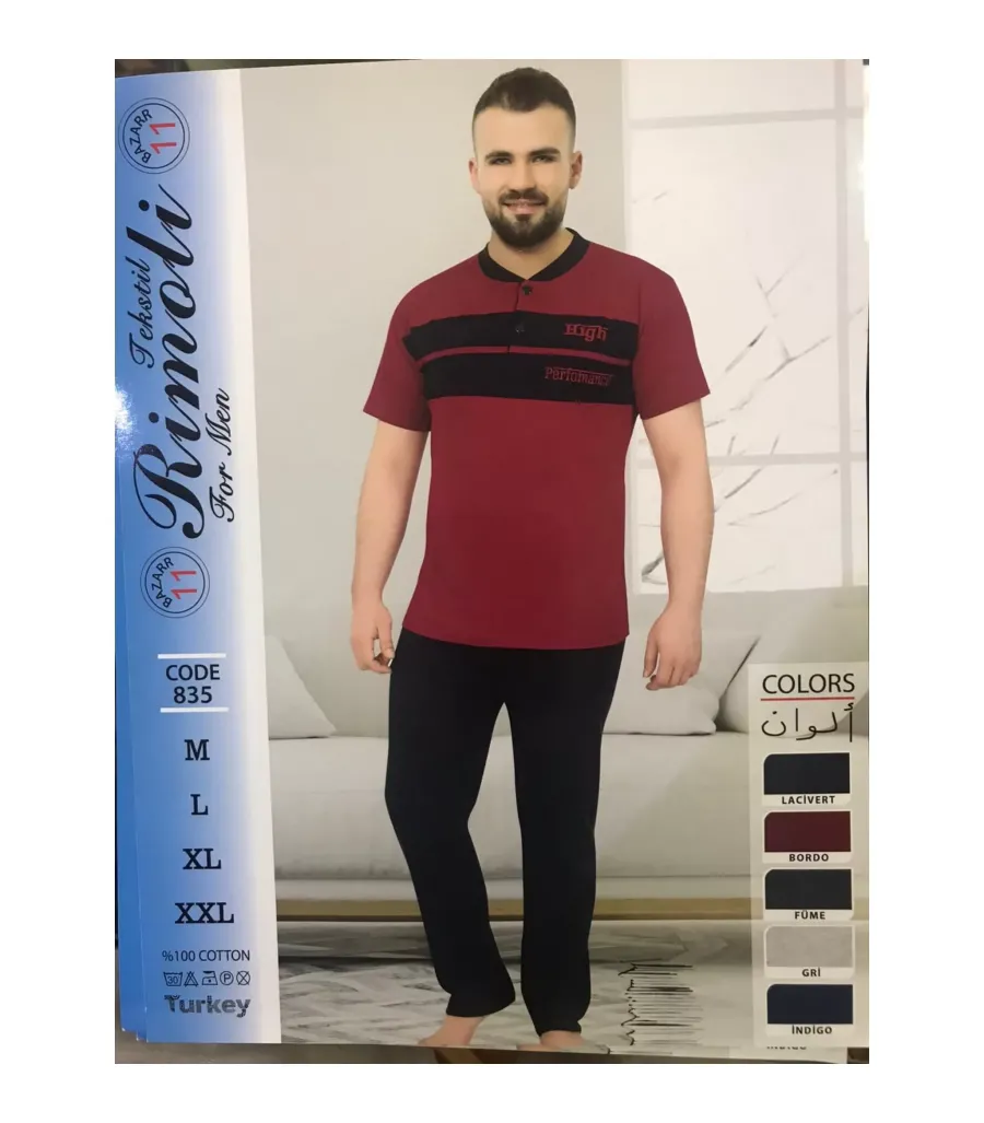 Toptan Yarım Kol Erkek Pijama Takımı SD218