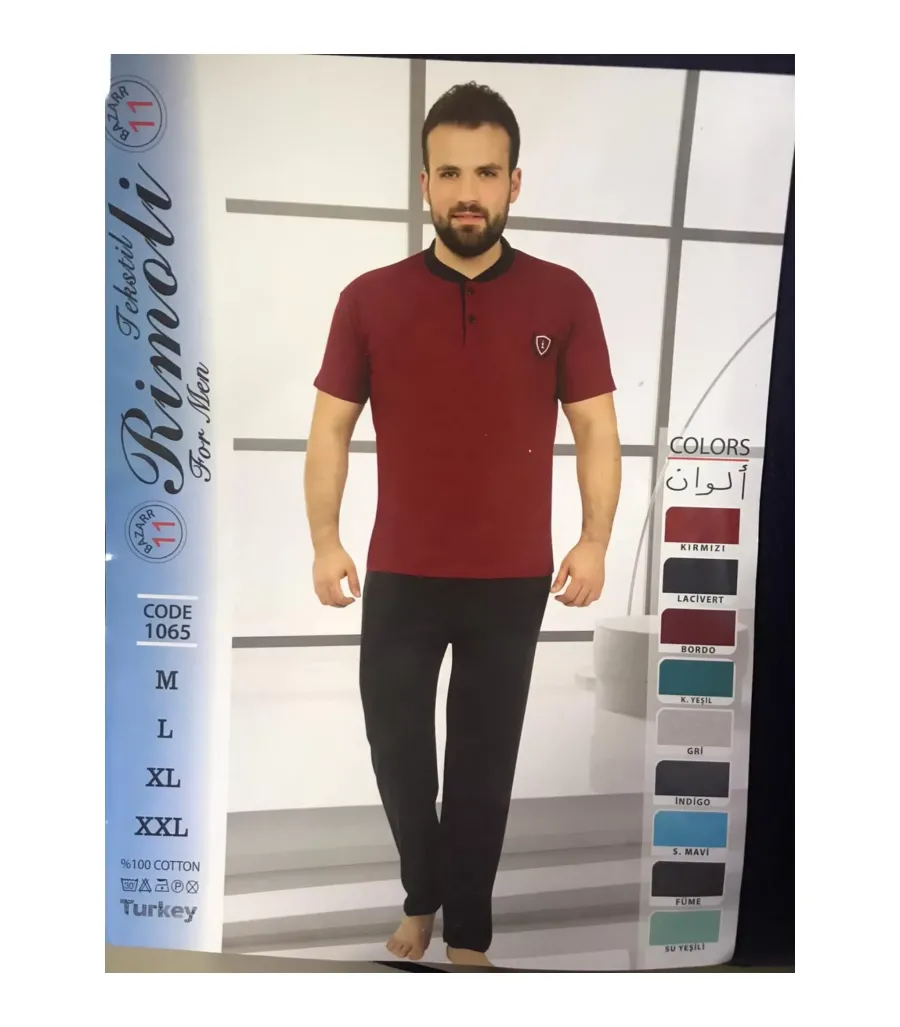 Toptan Yarım Kol Erkek Pijama Takımı SD219