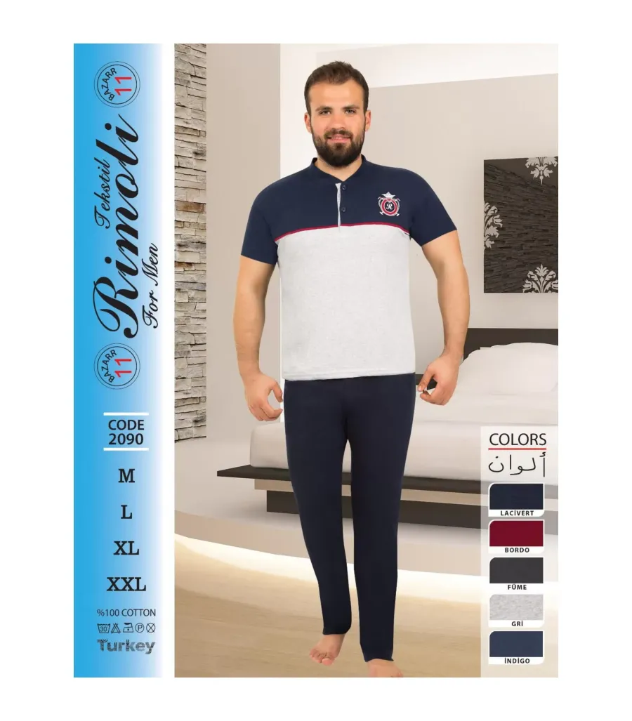 Toptan Yarım Kol Erkek Pijama Takımı SD220
