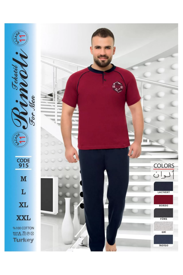 Toptan Yarım Kol Erkek Pijama Takımı SD222
