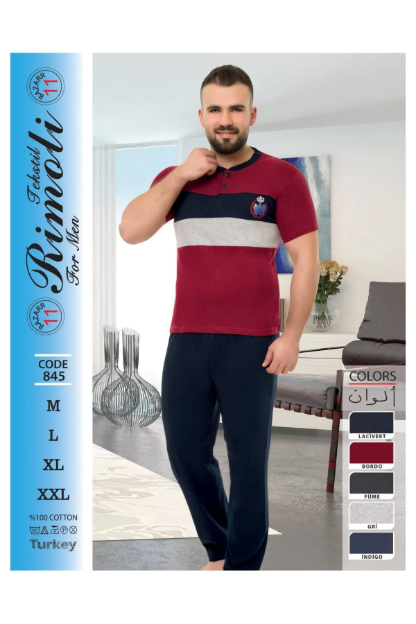 Toptan Yarım Kol Erkek Pijama Takımı SD224