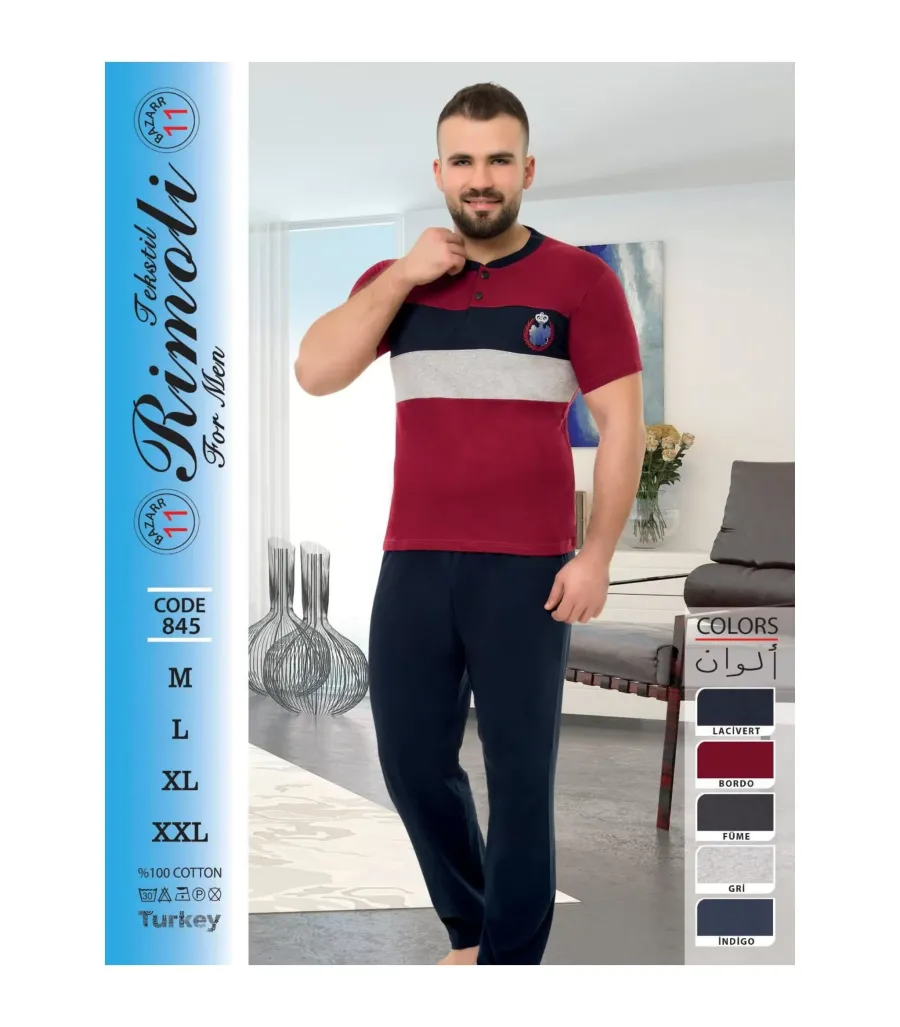 Toptan Yarım Kol Erkek Pijama Takımı SD224