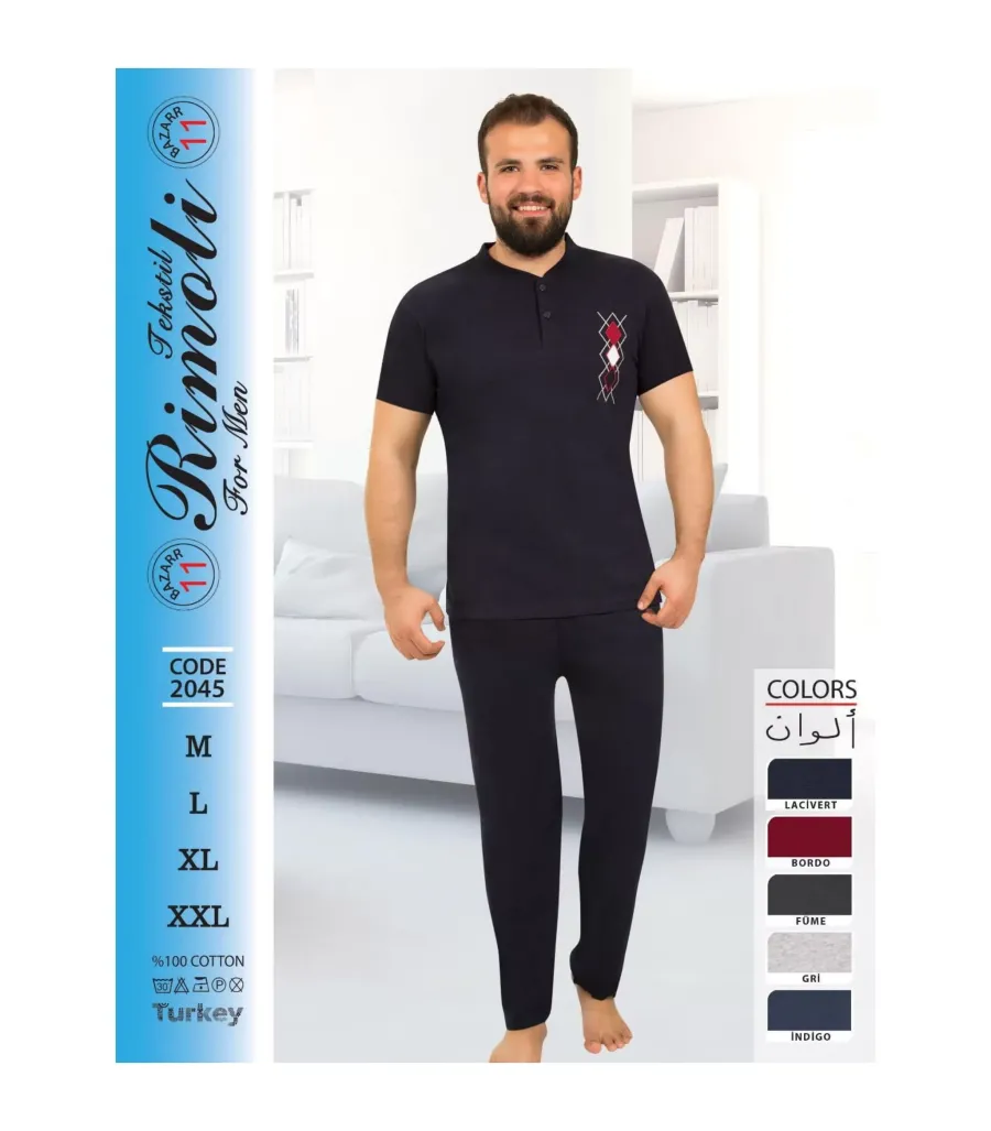 Toptan Yarım Kol Erkek Pijama Takımı SD226