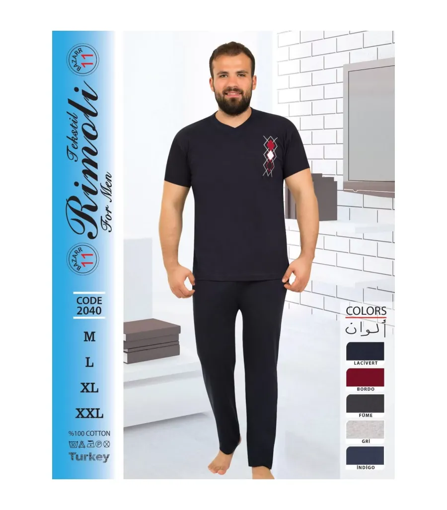 Toptan Yarım Kol Erkek Pijama Takımı SD227