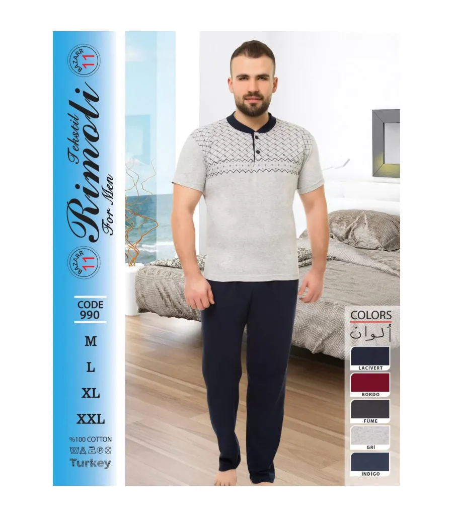 Toptan Yarım Kol Erkek Pijama Takımı SD234