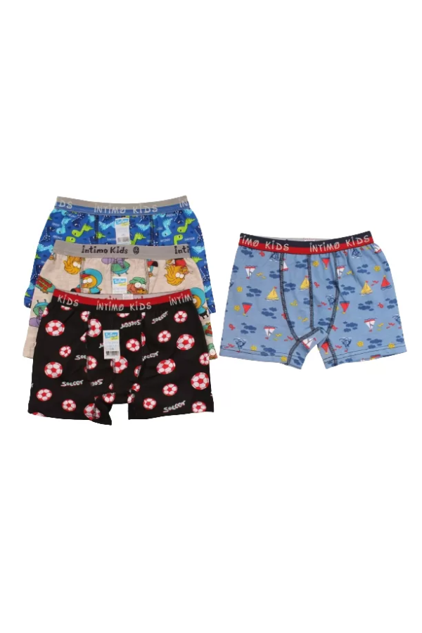 Toptan intimo Desenli Çocuk Boxer Tekli Paket