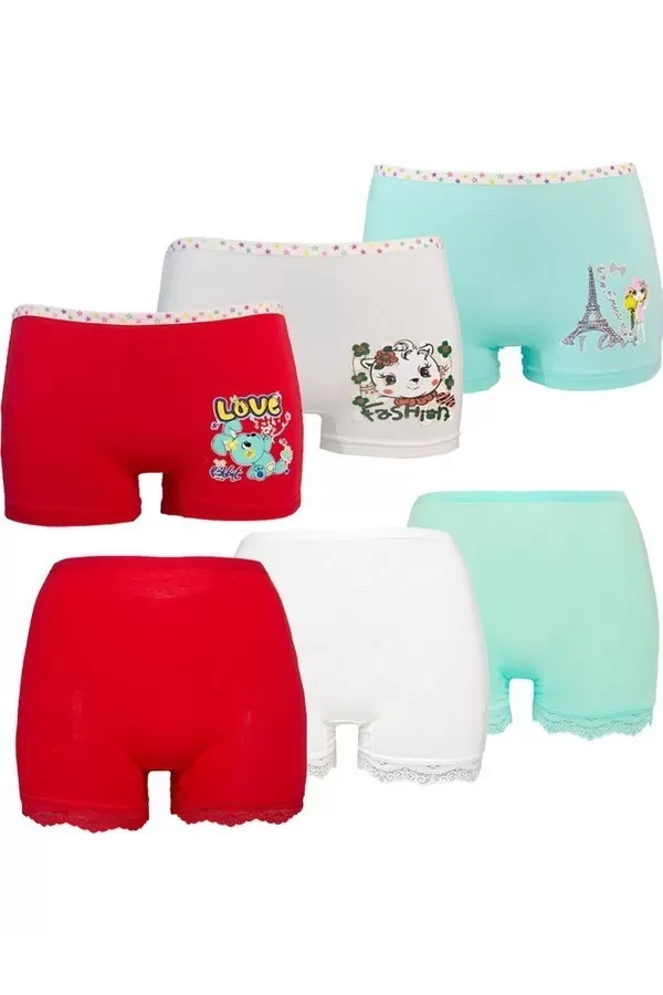 Toptan Dondeza Baskılı Kız Çocuk Boxer