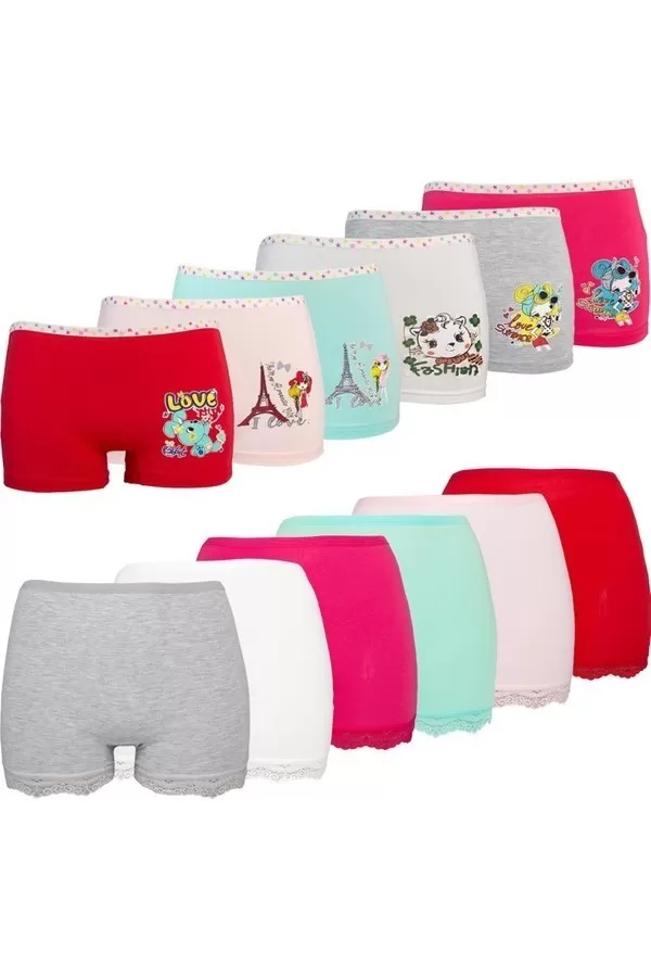 Toptan Dondeza Baskılı Kız Çocuk Boxer