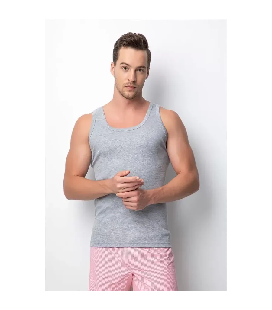 Toptan Özlem Donex Erkek Geniş Askı Ribana Atlet Gri