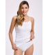Toptan ilke Jakarlı ip Askılı Bikini Takım Beyaz