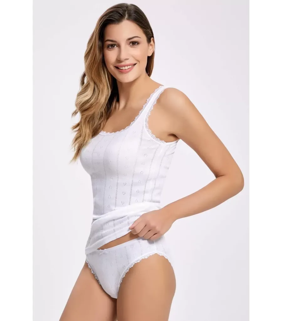 Toptan ilke Jakarlı Geniş Askılı Bikini Takım Beyaz