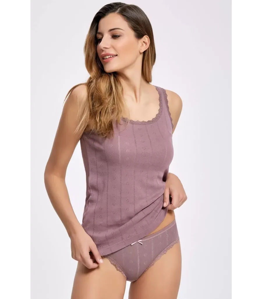 Toptan ilke Jakarlı Geniş Askılı Bikini Takım Mürdüm