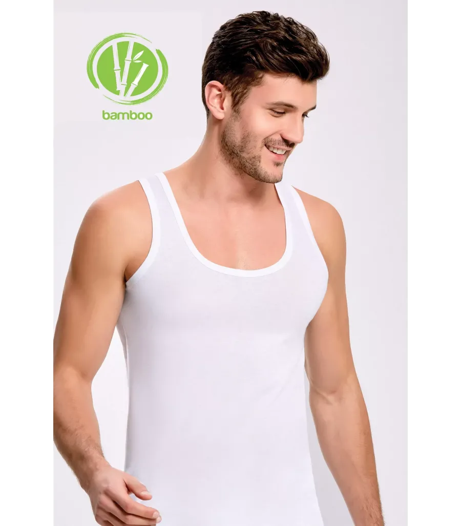 Toptan ilke Likralı Bambu Erkek Atlet Beyaz