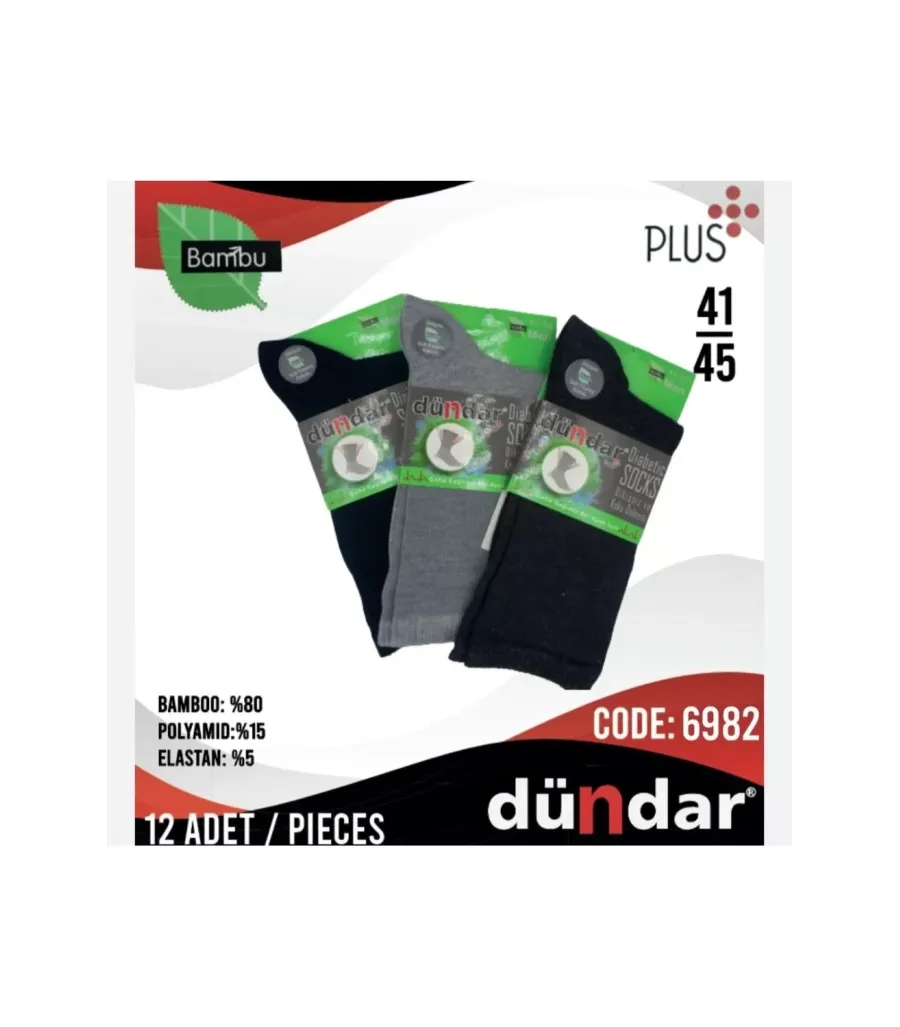 Toptan Dündar Plus Diabetik Erkek Bambu Çorap