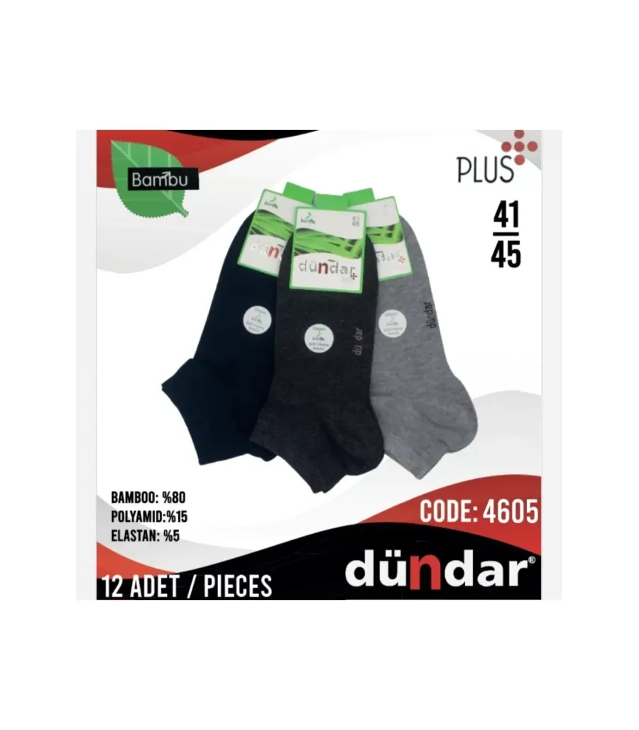 Toptan Dündar Plus Dikişsiz Erkek Bambu Patik Çorap