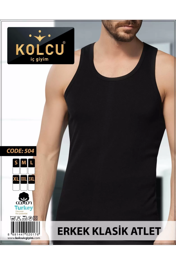 Kolcu Penye Erkek Atlet Siyah Tekli Paket