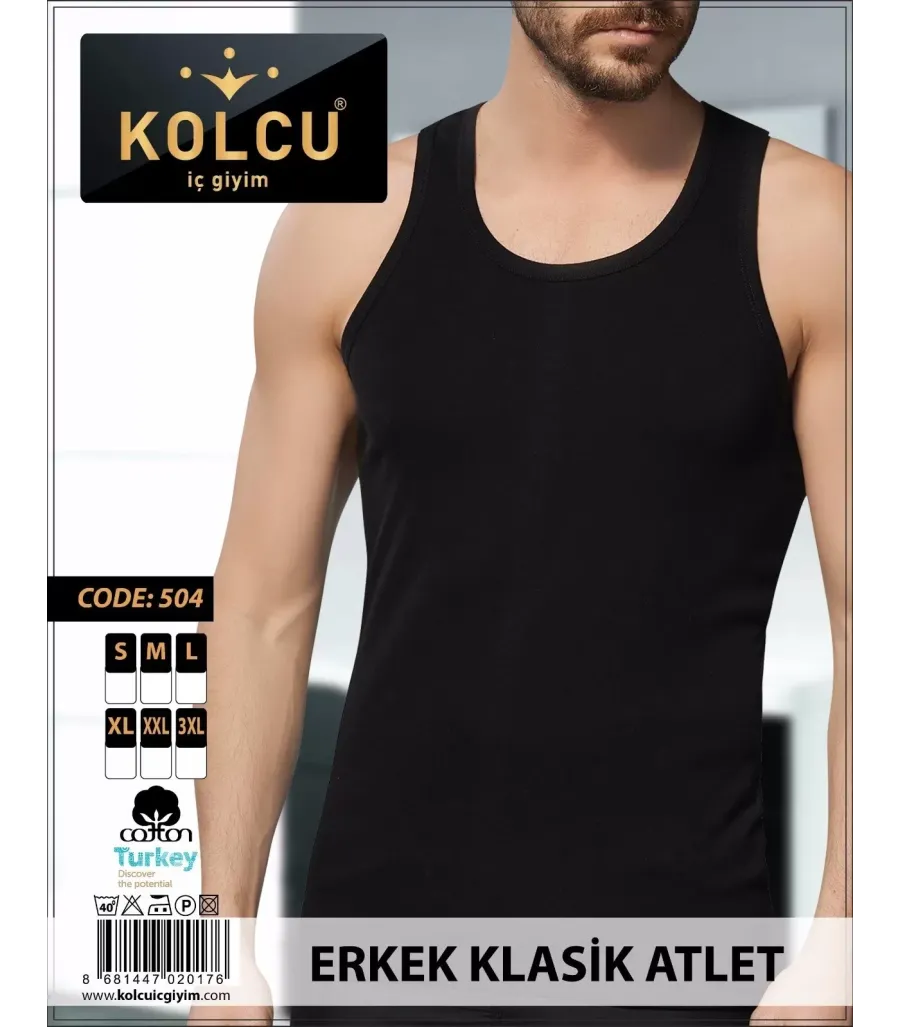 Kolcu Penye Erkek Atlet Siyah Tekli Paket