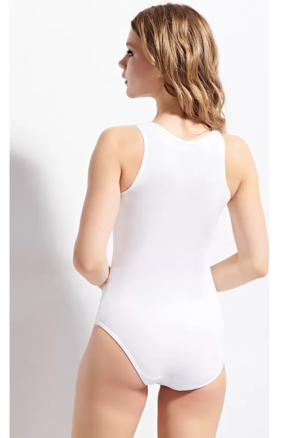 Kolcu Geniş Askılı Çıtçıtlı Body Beyaz