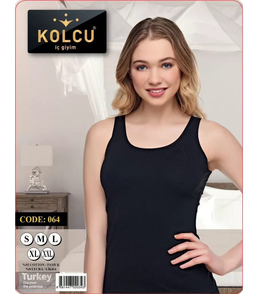 Kolcu Geniş Askılı Likralı Kadın Atlet Siyah