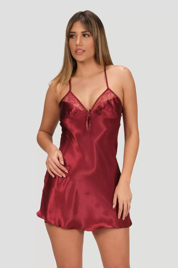 Toptan NBB Bordo Precious Gecelik Sabahlık Takımı