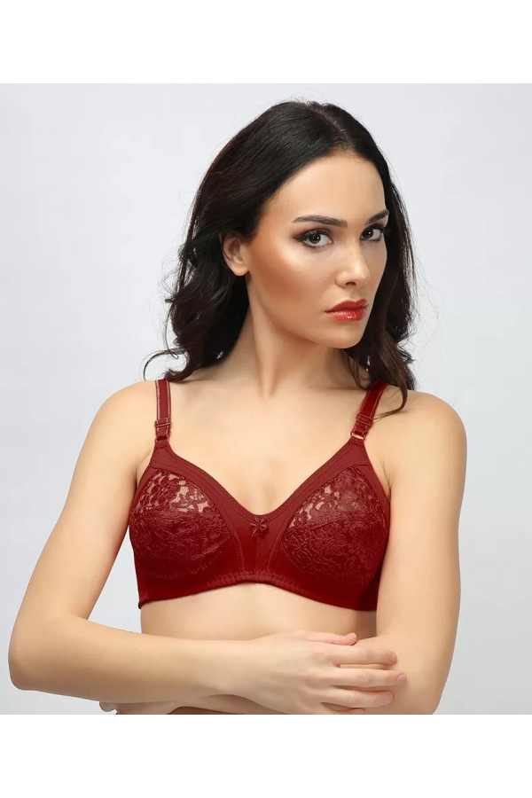 Ebru Dantelli Toparlayıcı Sütyen Bordo 1004