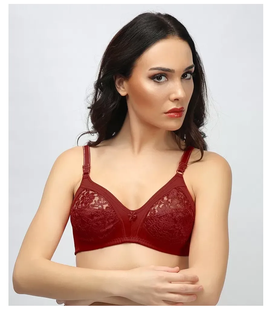 Ebru Dantelli Toparlayıcı Sütyen Bordo 1004