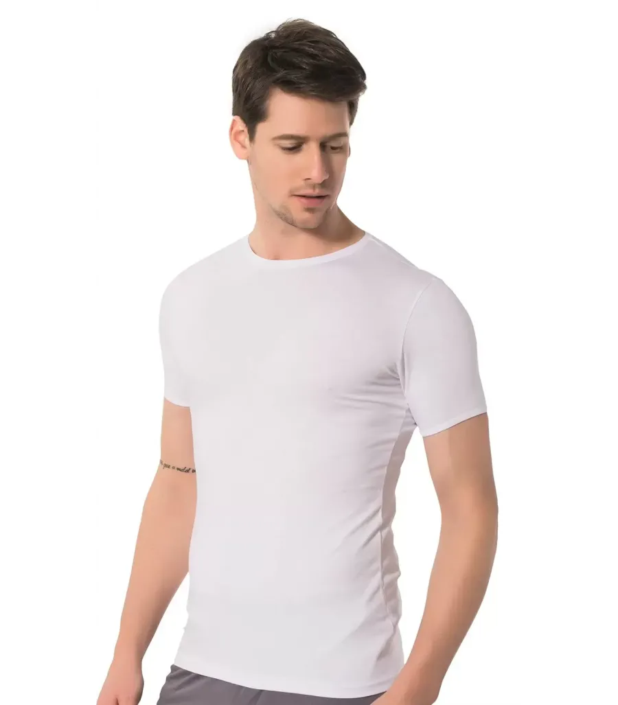 Toptan Özlem Donex Erkek Bisiklet Yaka Slim Fit T-Shirt Beyaz