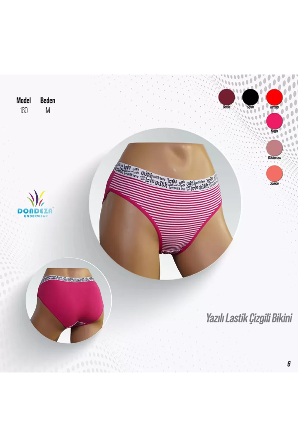 Dondeza Yazılı Lastikli Desenli Bikini