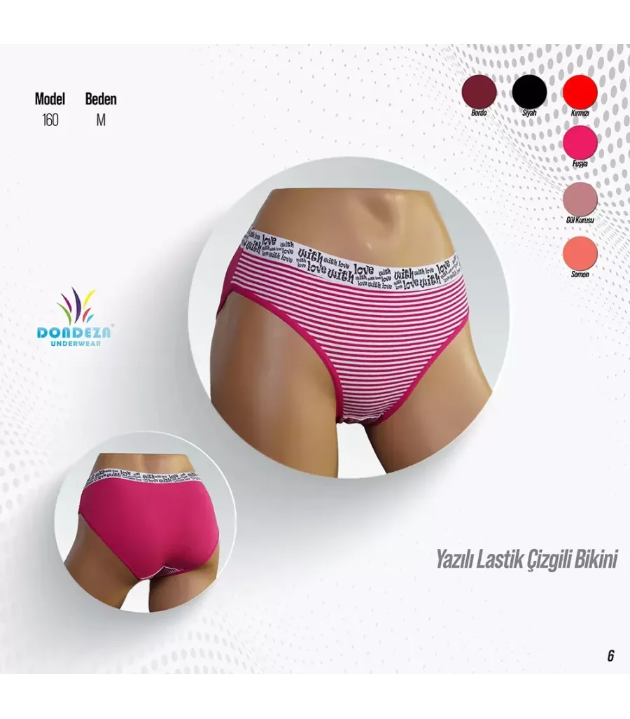 Dondeza Yazılı Lastikli Desenli Bikini
