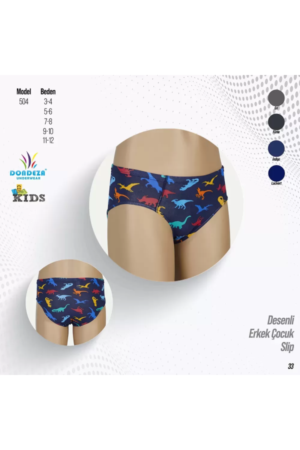 Toptan Dondeza Desenli erkek çocuk slip