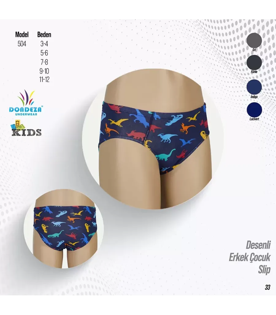 Toptan Dondeza Desenli erkek çocuk slip
