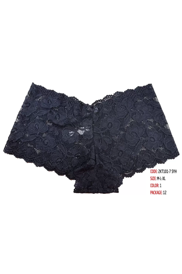Toptan Cottondance Dantelli Şort Boxer Siyah