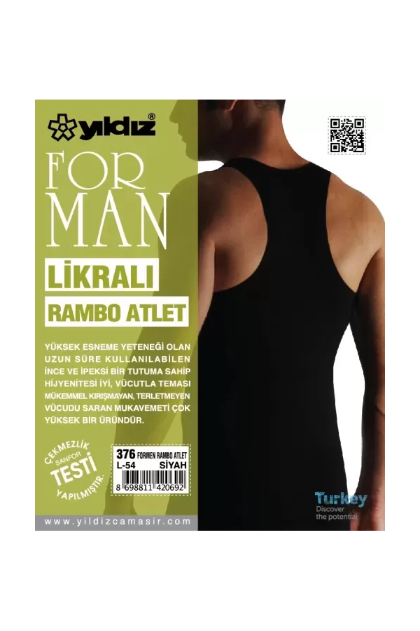 Yıldız Likralı Formen Rambo Atlet Siyah