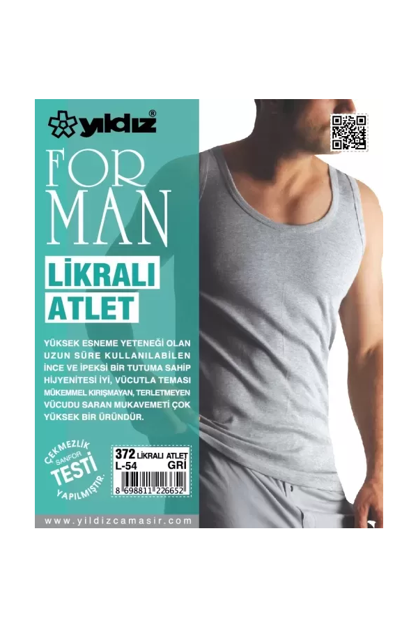 Yıldız Likralı Formen Atlet Gri