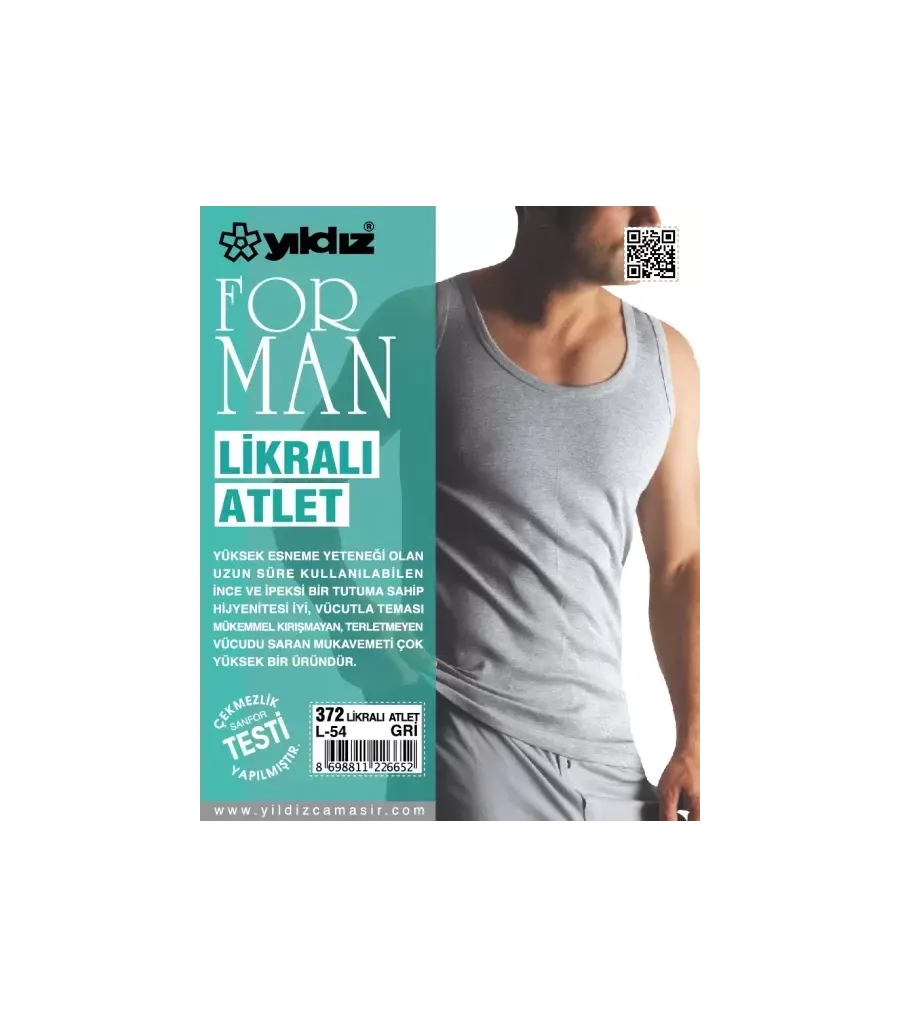 Yıldız Likralı Formen Atlet Gri