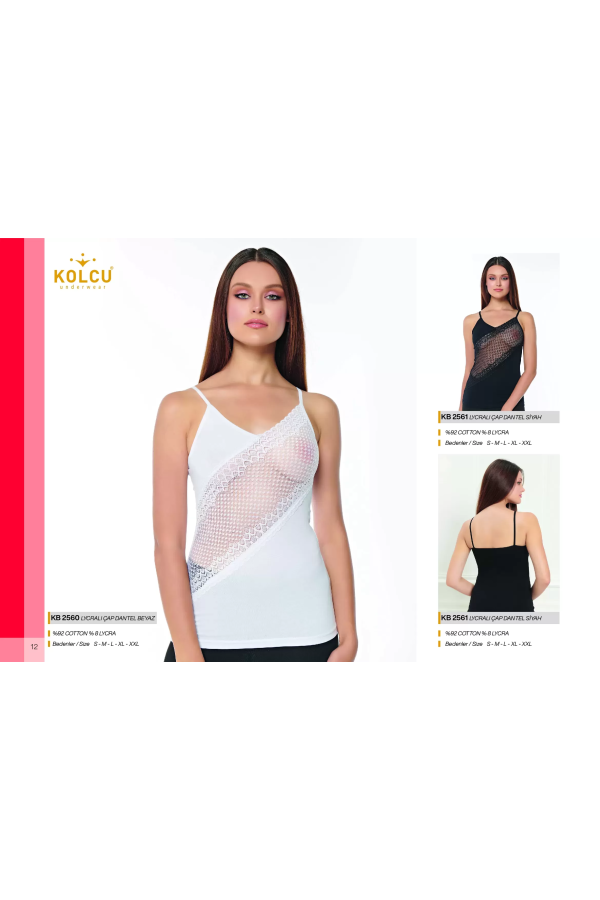 Kolcu Çapraz Dantelli Likralı Kadın Atlet